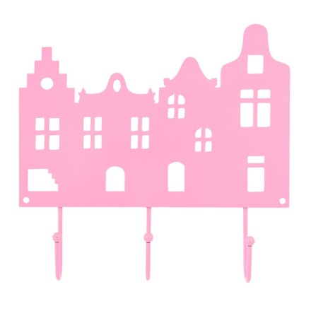Metall-Kleiderhaken Häuser rosa