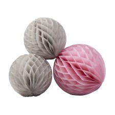 Papierkuglen Honeycomb Balls 'Chevron Divine' grau/pink von Ginger Ray