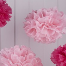 Pompons 'Vintage Lace' rosa 5er-Set von Ginger Ray