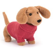 Kuscheltier Hund Dackel 'Sweater Sausage Dog Pink' von Jellycat