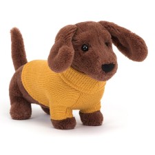 Kuscheltier Hund Dackel 'Sweater Sausage Dog Yellow' von Jellycat