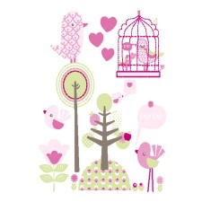Wandsticker Pumpkin Vögel rosa-grün von Kids Concept
