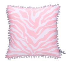 Pompons-Kissen 'Zebra' rosa 45x45 cm von Kidsdepot