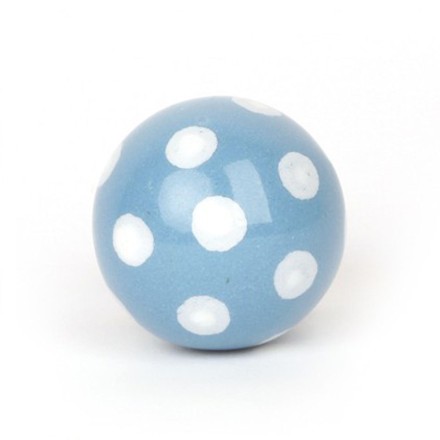 Möbel-Knauf Ball Punkte hellblau-weiß