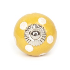 Möbel-Knauf Punkte gelb-weiß 4cm von Knaufmanufaktur