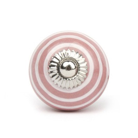Möbel-Knauf Streifen rosa-weiß 4cm