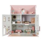 Holz Puppenhaus weiß/rosa inkl. Möbel