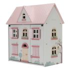 Holz Puppenhaus weiß/rosa inkl. Möbel