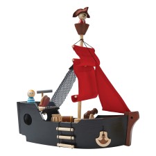 Piratenschiff aus Naturholz schwarz von Plan Toys