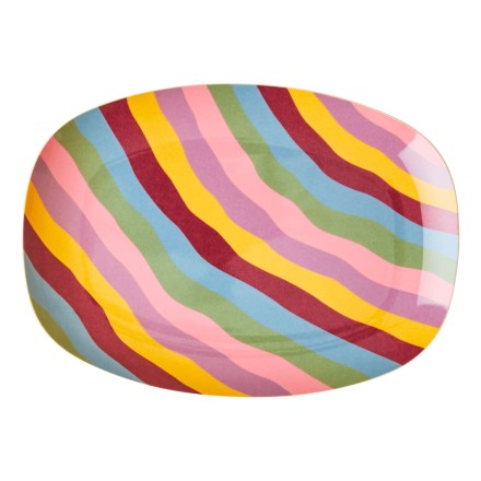 Kleine Melamin Platte Teller 'Funky Stripes' oval