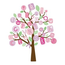 Wandsticker ABC-Baum in pink von RoomMates