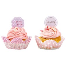 Set Cup Cake Cases & Toppers Pink n Mix von talking tables